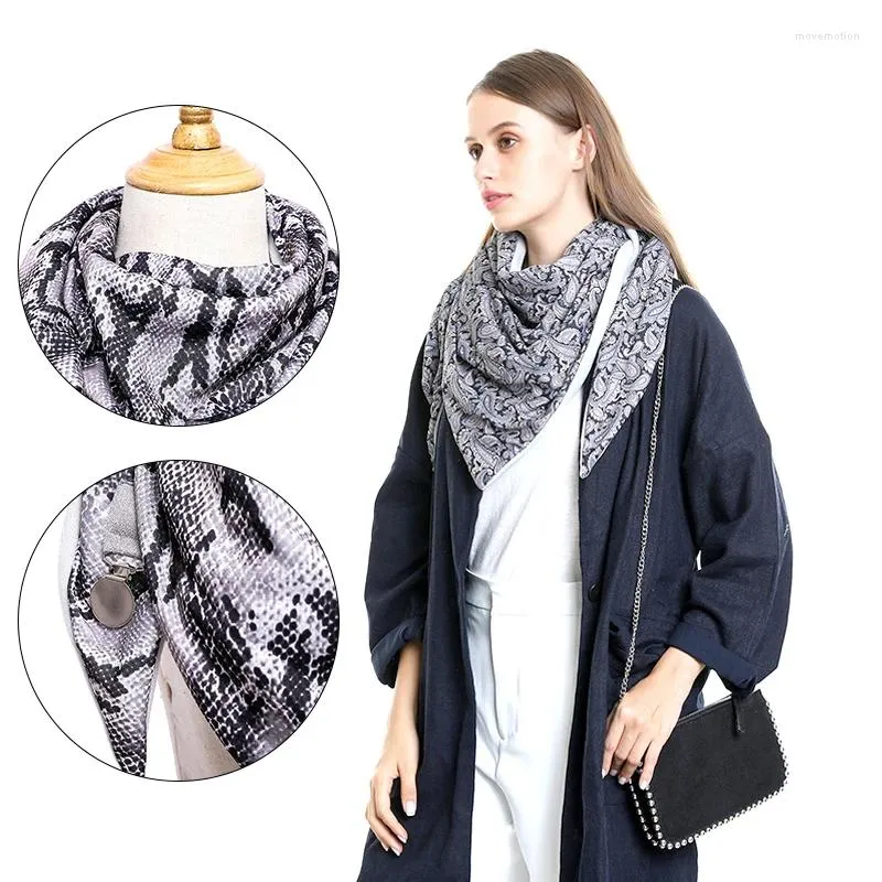 Scarves Vintage Leopard Printing Triangle Scarf Fashion Women Knitting Headscarf Adjustable Button Shawl Winter Thicken Warm Neckerchief