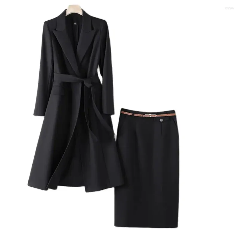 Robe de deux pièces Femmes Slim Costume Pardessus 2 Jupe Ensemble Encoche Revers Business Work Wear Pour Bureau Dames Formelle Blazer Ensembles avec