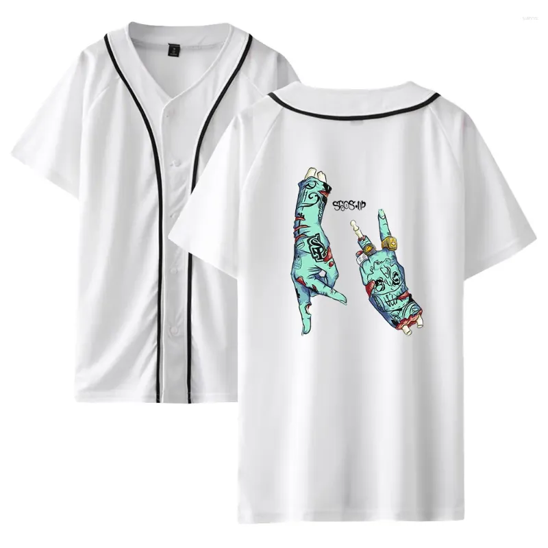 Męskie koszule Rich Vagos koszula 2d harajuku mężczyźni T-shirty Kobiety krótkie koszulki baseballowe Kpop Tops Ubrania Modna kardigan kreskówkowy