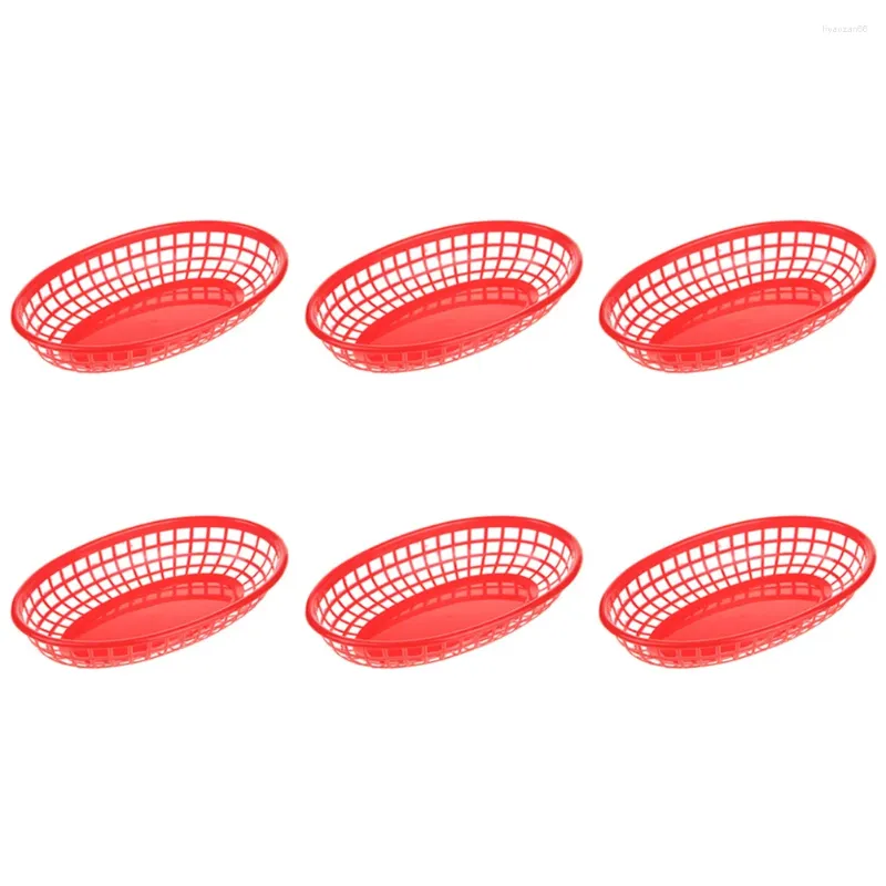 Ensembles de vaisselle 6 pcs panier en plastique snack ménage pain légumes fruits paniers frites assiette de service maison bureau stockage