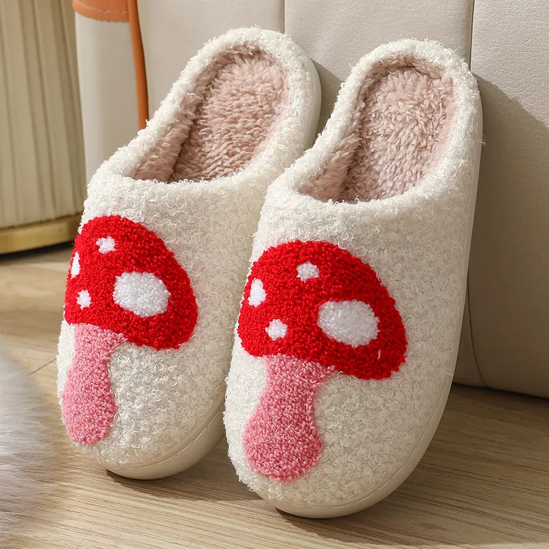 Christmas Slippers Women Cute Cartoon Elk Slippers Indoor House Shoes For Men Couples Cotton Slides Thick Plush Footwear