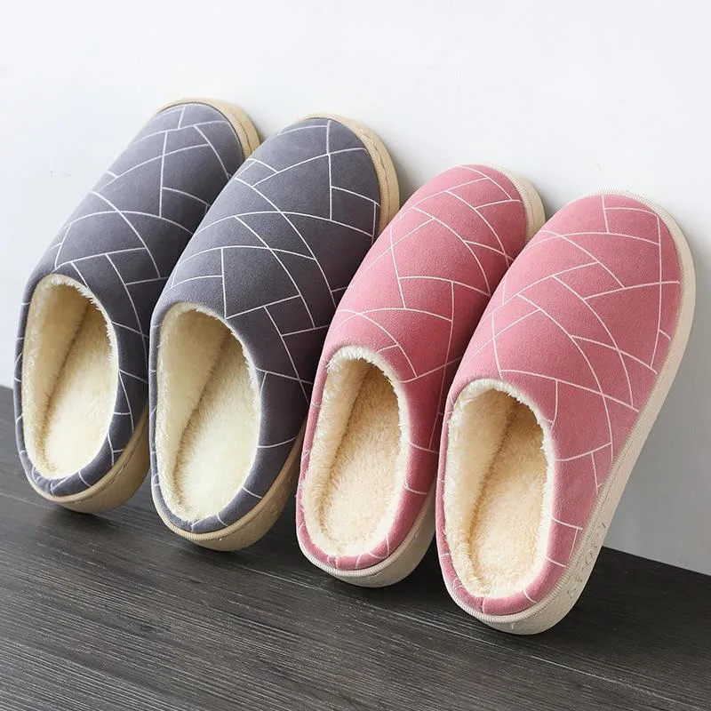 Slippers mode katoenen huis pluche feleece huis indoor non slip winter warme comfortabele schoenen vrouwen voor slaapkamer