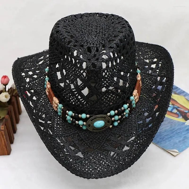 Breathable Straw Cowboy Hat - Unisex Western Sun Hat with  display picture 2