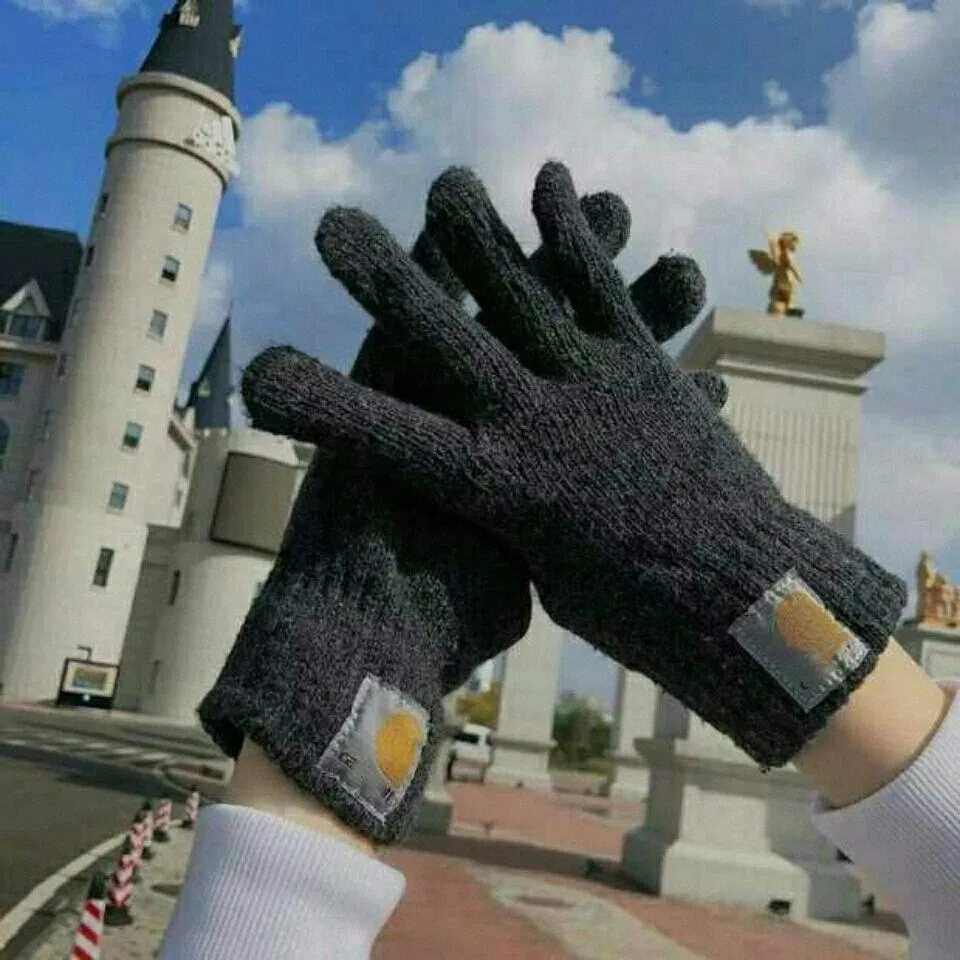 Carhart Knitted Winter Five Fingers Rękawiczki dla mężczyzn Pary Pary studenci trzymają ciepło Pełne palce Mittes Soft Carharttlys K09B#
