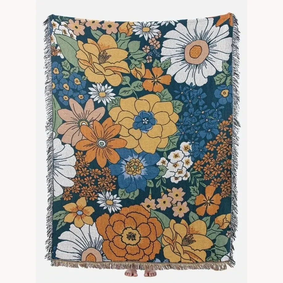 Filtar boho blommor för sängar soffa sommar säng kast täcker estetik mjuk bomulls sängöverdrag filt vardagsrum dekoration deken 230406