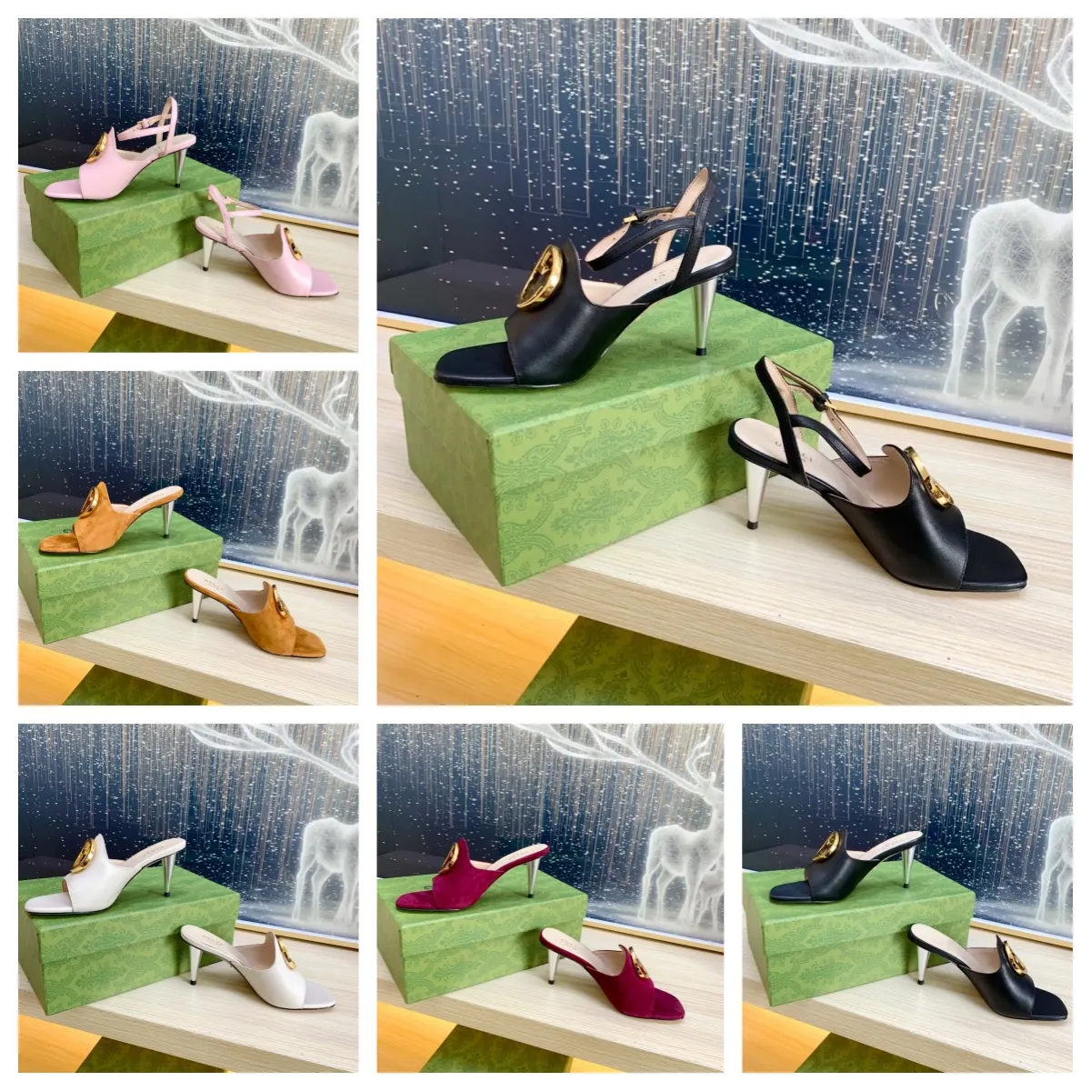 Sandaler Designer 2023 G Blondie Luxury Women Flip Flops Slipper Fashion Guine Läder Slides Metal Chain Ladies Casual Shoes