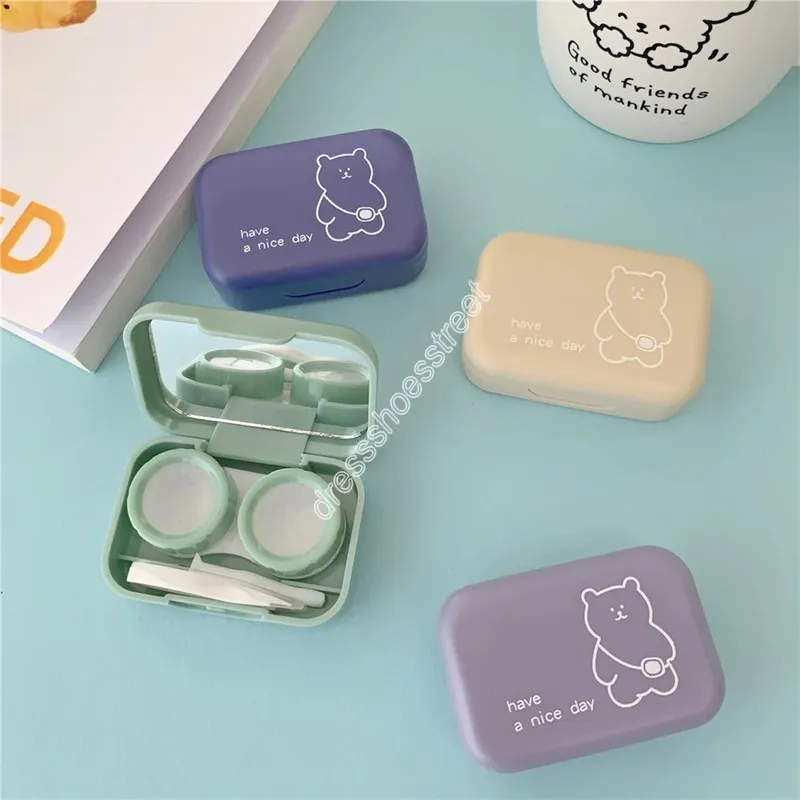 Spul zakken draagbare kleine rugzakberen oogcontacten met spiegel contactlens kast gekleurde lenzen container doos voor feestreizen set