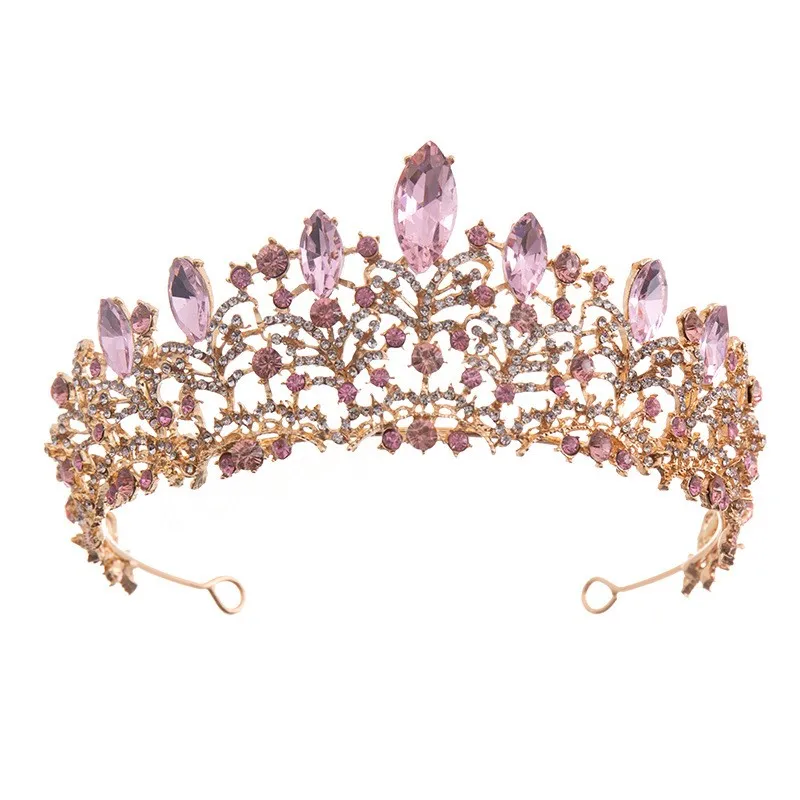 Elegancka księżniczka AB Crystal tiara korona dla dziewcząt weselnych luksusowa królowa purpurowe pałąki do włosów na nonstone