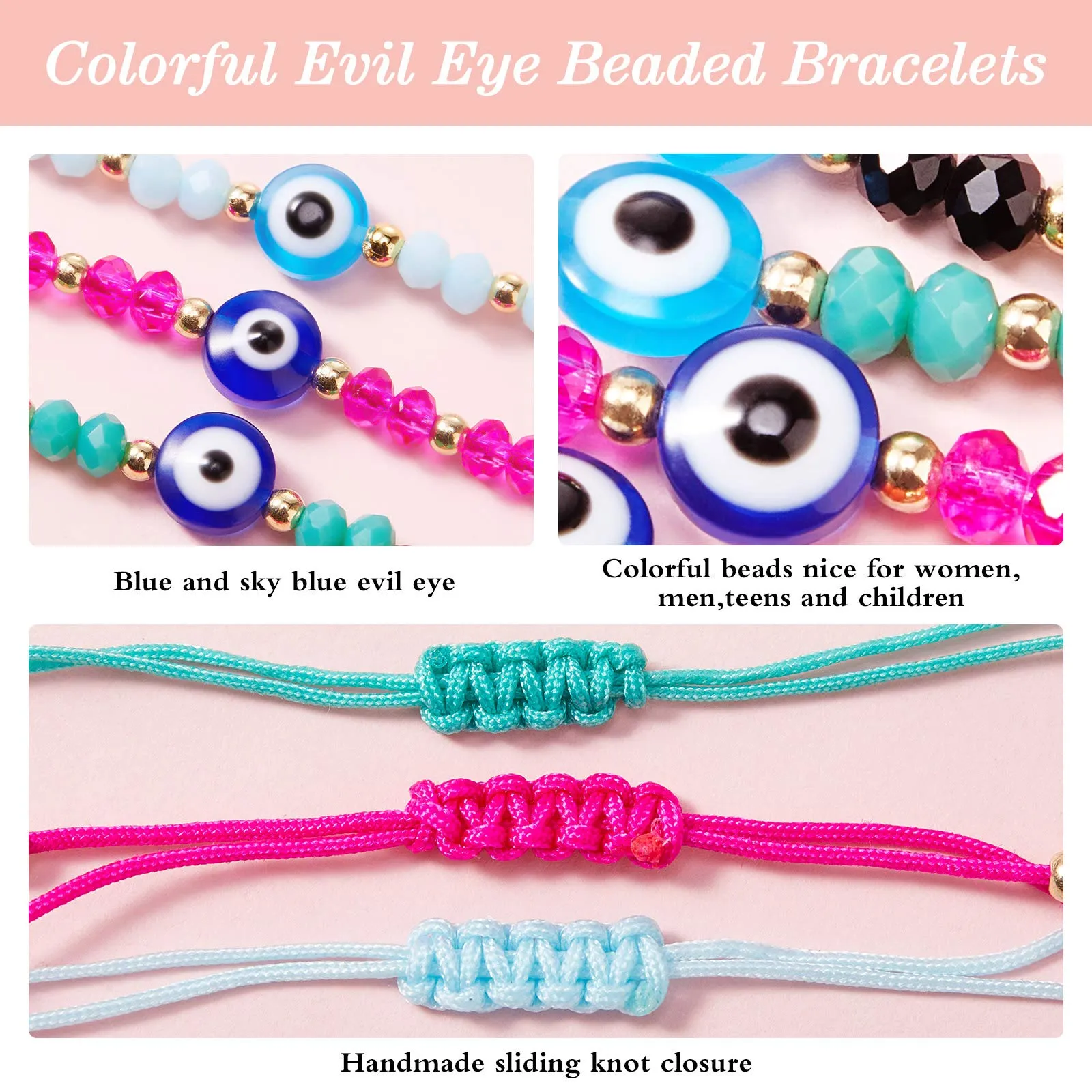 Chaîne Hicarer Colorf Evil Eye Bracelets de perles à la main corde tressée réglable bonne chance Amet bracelet pour femmes hommes adolescents Drop Deliver Amzms