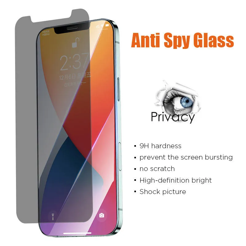 200pcs 2.5D Privacy Anti-Spy Tempered Glass Screen Protector For iPhone 15 14 13 12 11 Pro Max XS XR 8 Samsung S20 FE S21 S22 Plus A13 A23 A33 A53 A73 A12 A32 A42 A52 A72