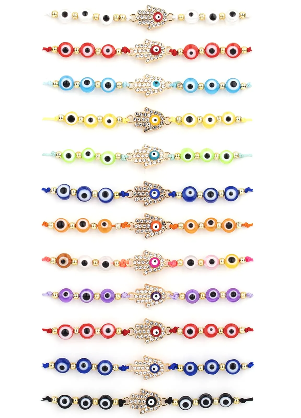 DHgate Finrezio Evil Eye Bracelets for Women Adjustable Colorful Beaded Link Anklets Jewelry for Protection Good Luck and Energy Jewelry