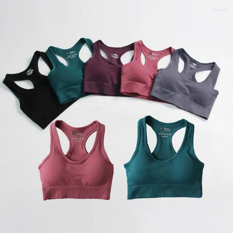 Yoga Outfit Seamless Bra Padded Sports Running Workout Clothes Ladies Gym Clothing Woman Fitness Top Activewear Solid
