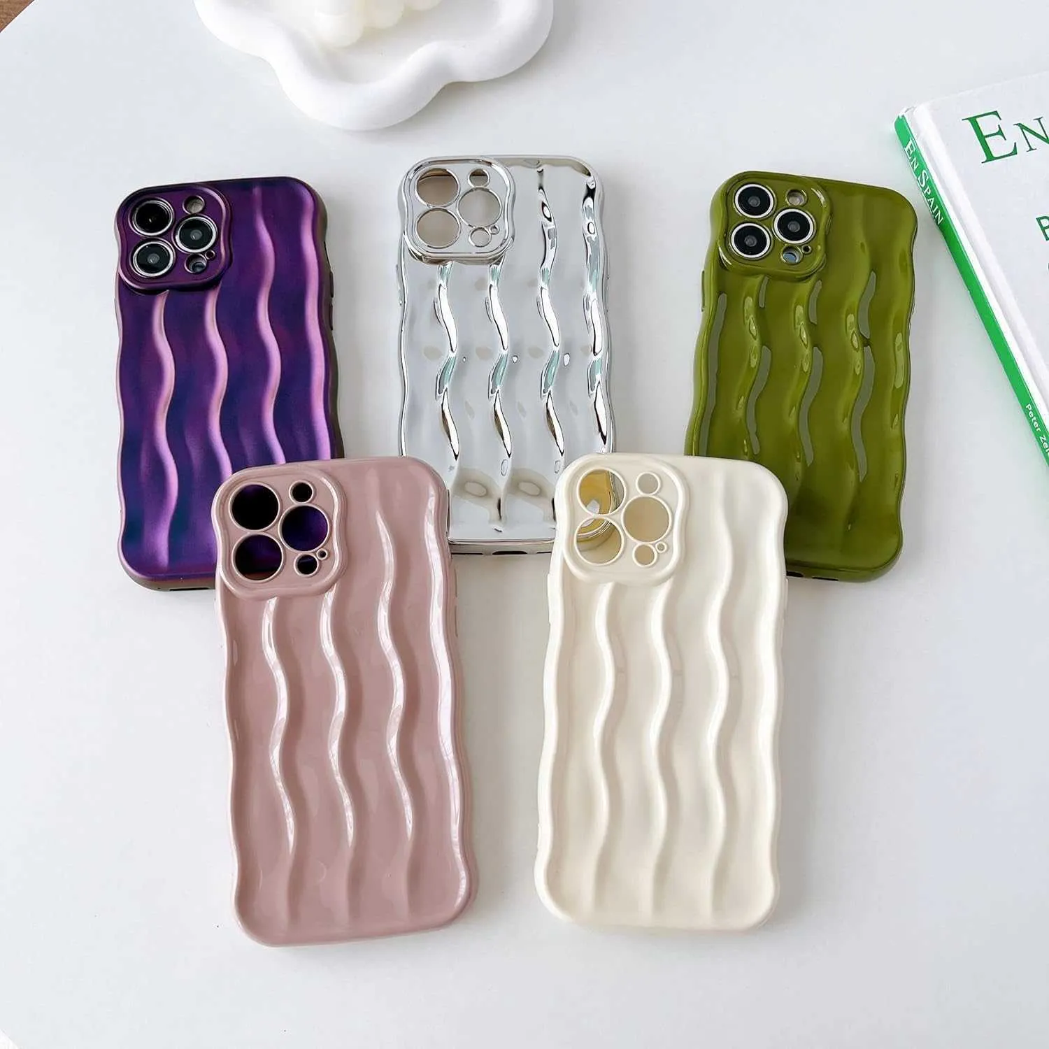 Designer Telefonfodral Unik iPhone 11 Curly Wavy Phone Case Waterproof New 12/13 Plating Premium