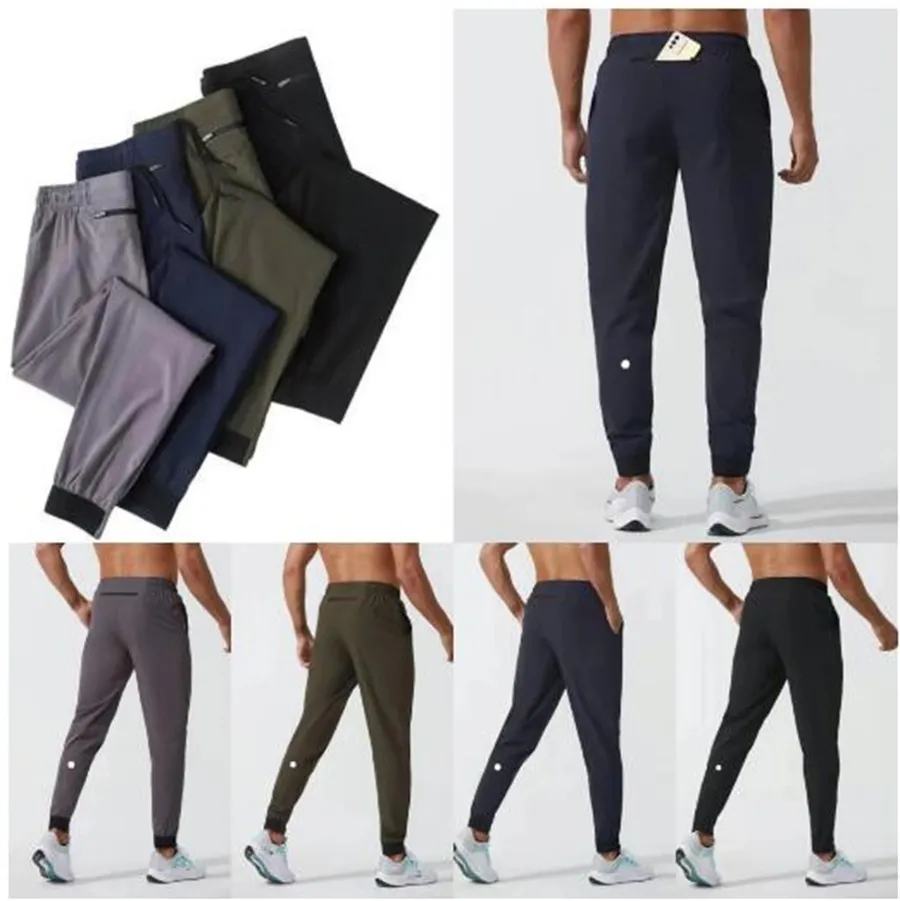 Jogger deportivo Pantalones de chándal elásticos Pantalones de traje Pantalones LU Pantalones secos para hombre Cintura de yoga larga y rápida LL Cordón Valor para hombre Comfortale