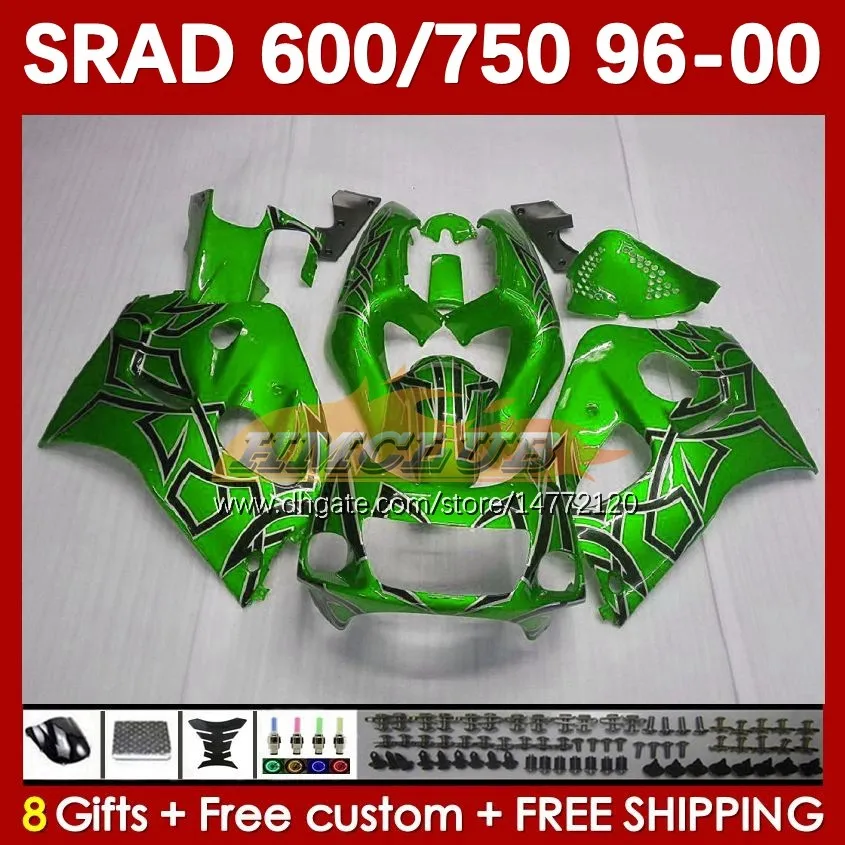 Carene moto per SUZUKI SRAD luce verde GSXR 750 600 CC 600CC 750CC 96-00 168No.36 GSXR750 GSXR-600 96 97 98 99 00 GSX-R750 GSXR600 1996 1997 1998 1999 2000 Corpo