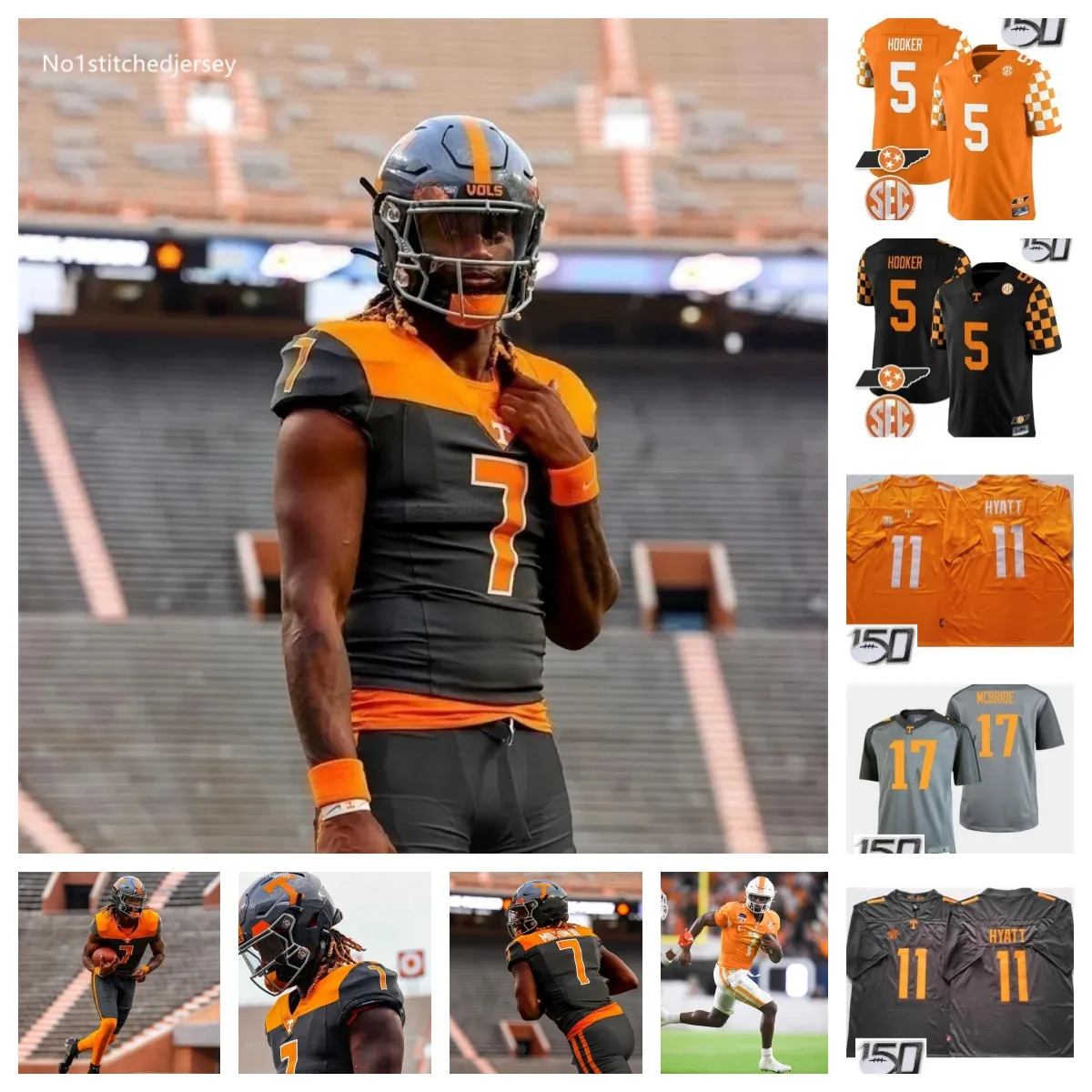 Maillot de football des volontaires du Tennessee 22 Jeremiah Telander 20 Khalifa Keith 13 Wesley Walker 77 Larry Johnson III 10 Elijah Simmons 52 Vysen Lang 33 John Slaughter