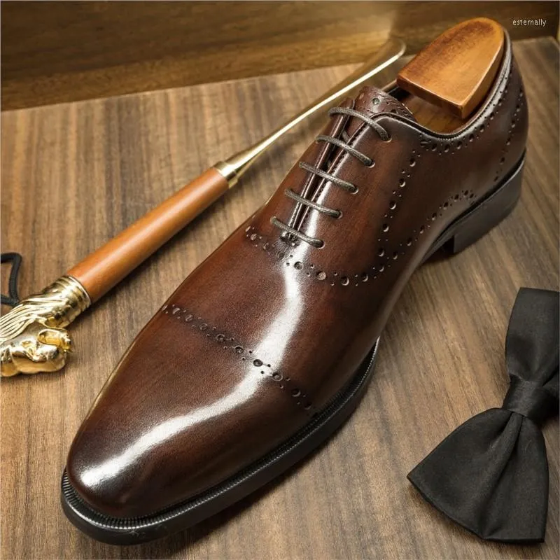 Sapatos de vestido tamanho 6 a 10 masculino de luxo Oxford Oxford Couather Wingtip Formal Lace-up Business Office for Men