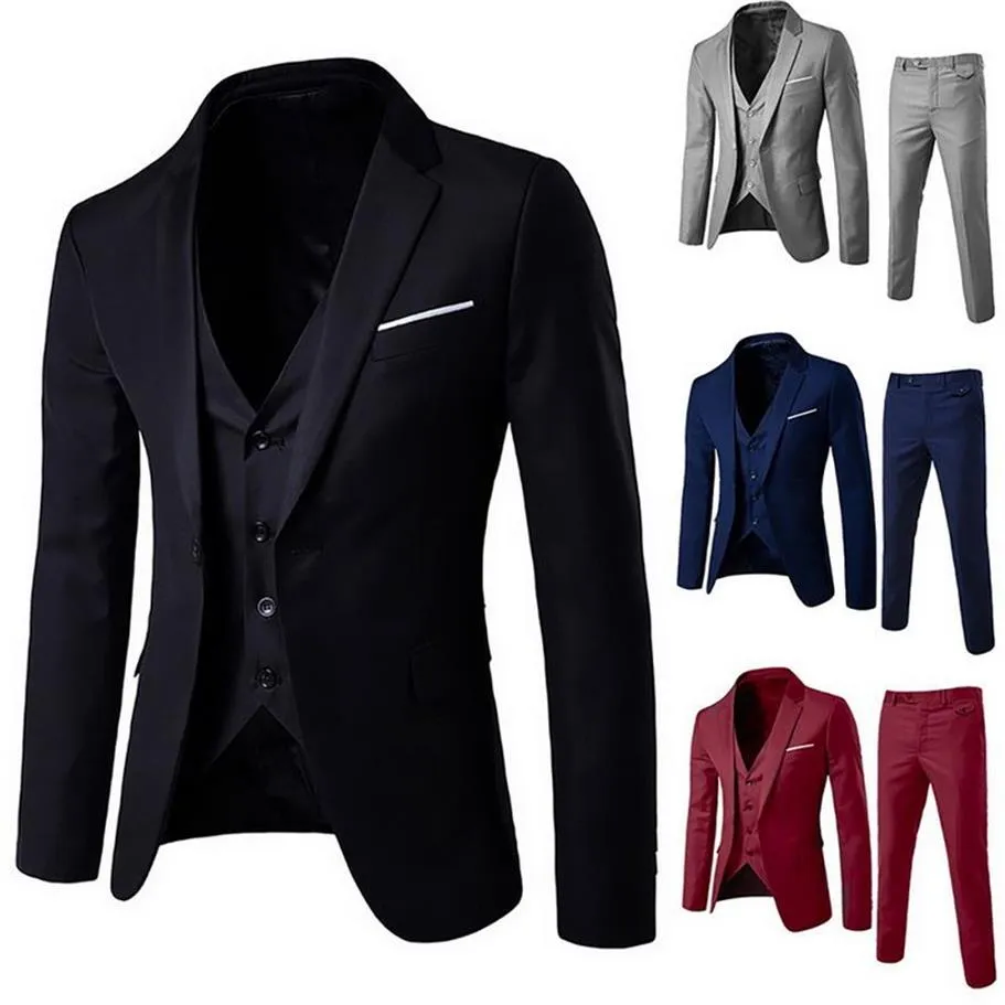 Mens Suit Groom Wedding Formal Suits Best Men Slim Fit Tuxedos Dark Grey |  eBay