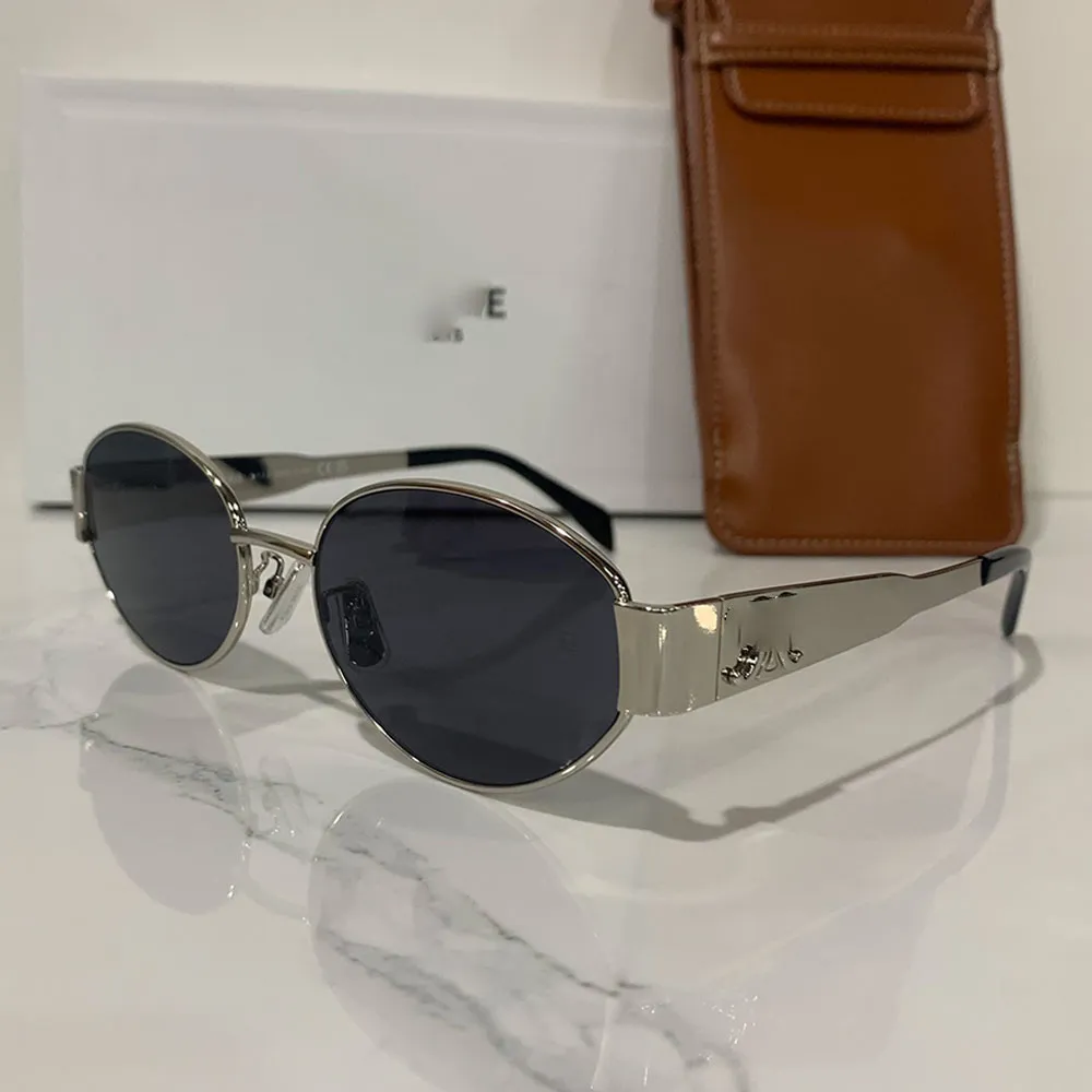 Triomphe Lady Oval Round Frame Sunglasses CL40235 With Gold Triomphe Lady Oval Round Frame Sunglasses CL40235 With Gold