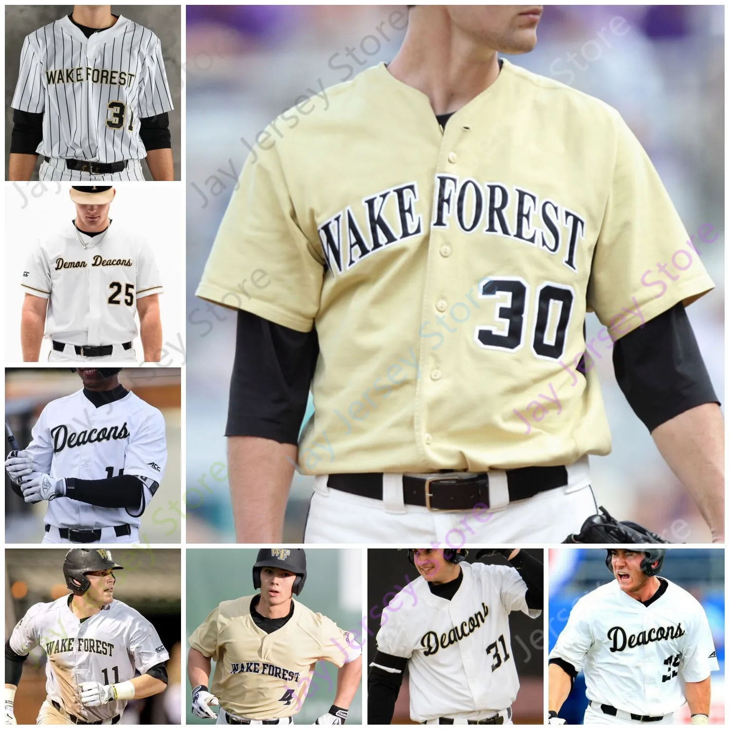 Wake Forest Baseball Jersey NCAA College Josh Hartle Hawke Adam Cecere Sean Sullivan Reed Mascolo Rhett Lowder Nick Kurtz Pierce Bennett Brock Wilken Johnson Katz