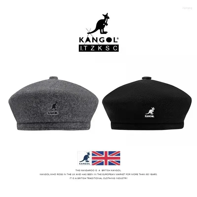 Berets KANGOL Winter Kangaroo Pumpkin Cap Fleece Sboy British Men's And Women's Casual Wool Landlord Yuppie Painter Hat