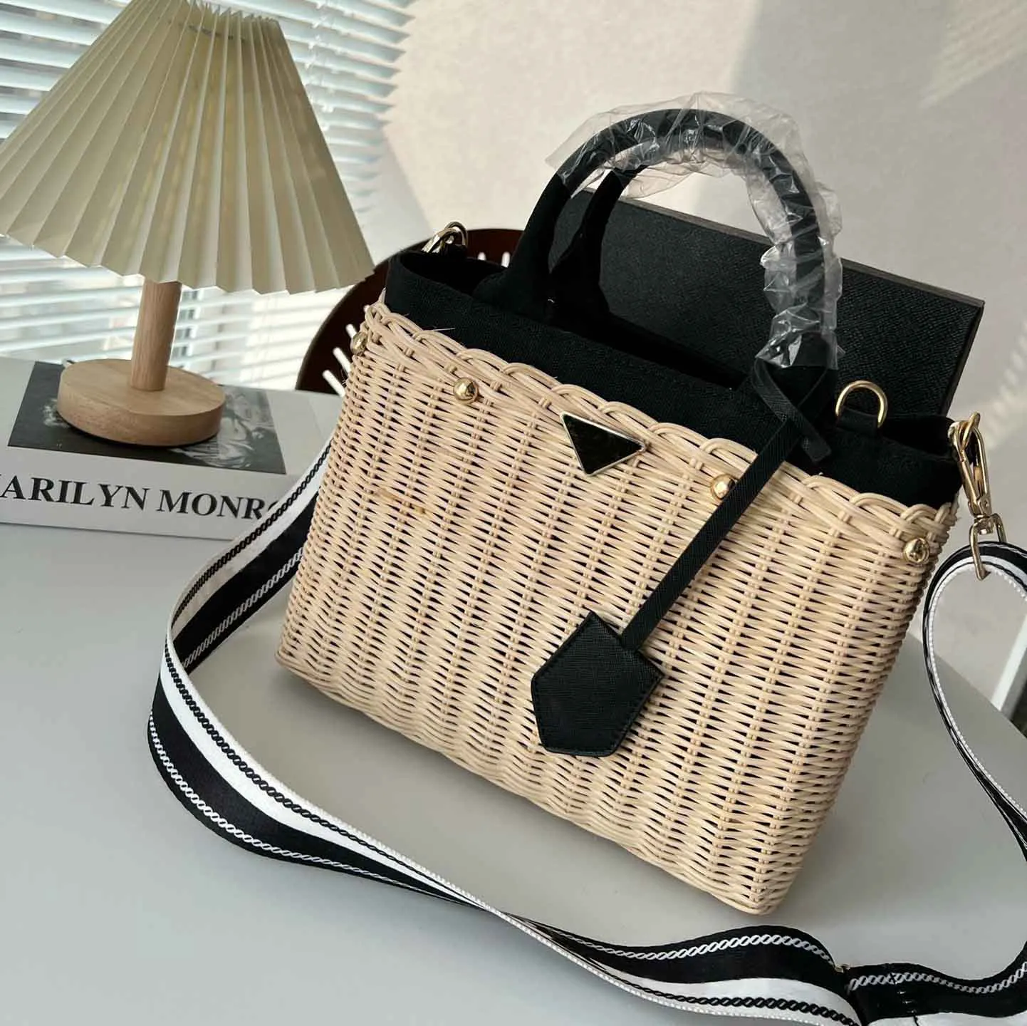 Beach bag designer advanced straw woven tote summer sunshine holiday shopping bags luxury crossbody shoulder handbag with strap