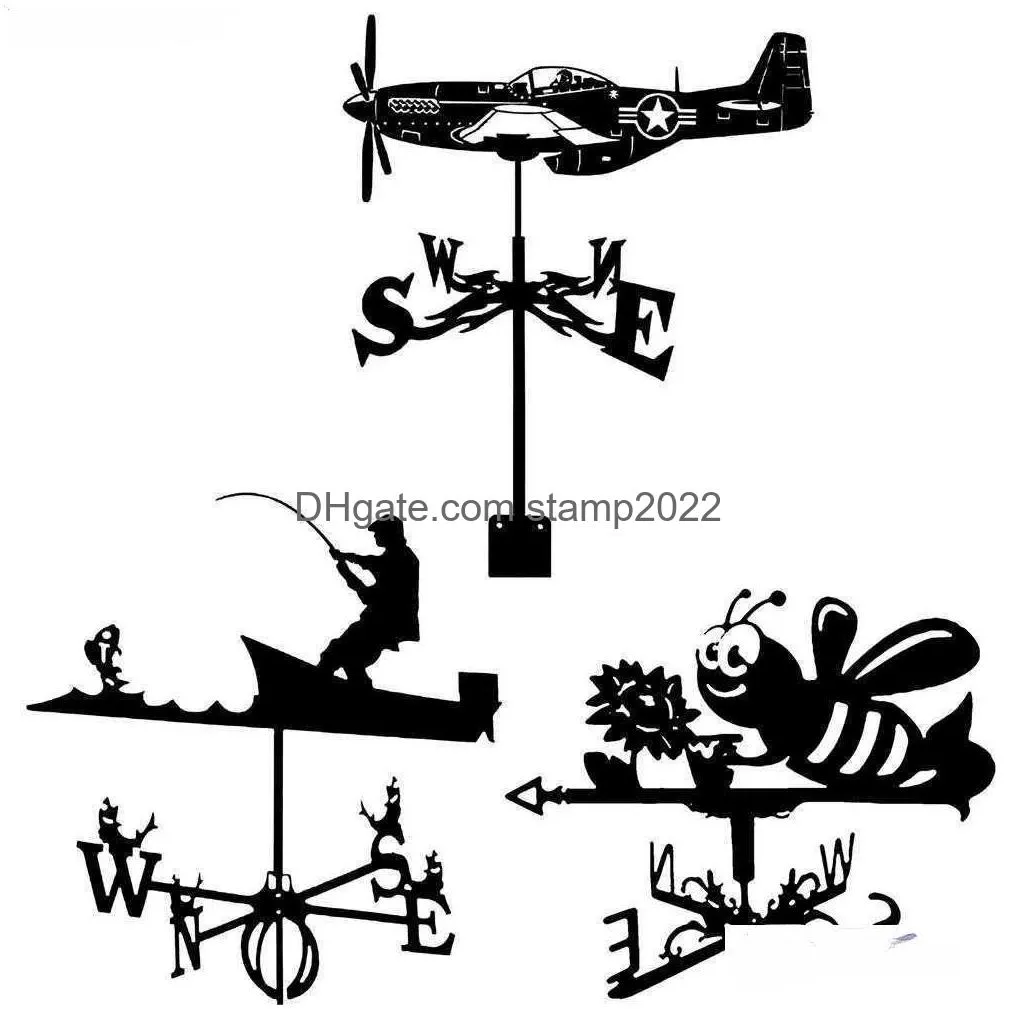 Garden Decorations Retro Weather Vane Practical Outdoor Roof Decor Animal Bracket Craft Wind Direction Indicator L230620 Drop Delive Dhywj