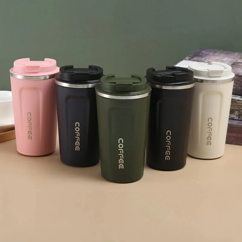 PQETBV Thermos koffie, reisbeker, koffiebeker van roestvrij staal, thermobeker met lekvrij deksel, geschikt voor koffie, thee en andere dranken (510 ml