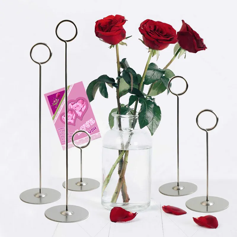 Anneome 10pcs Tulip Shape Business Card Holders - Iron Photo Picture Holders For Wedding, Events, Table Decor