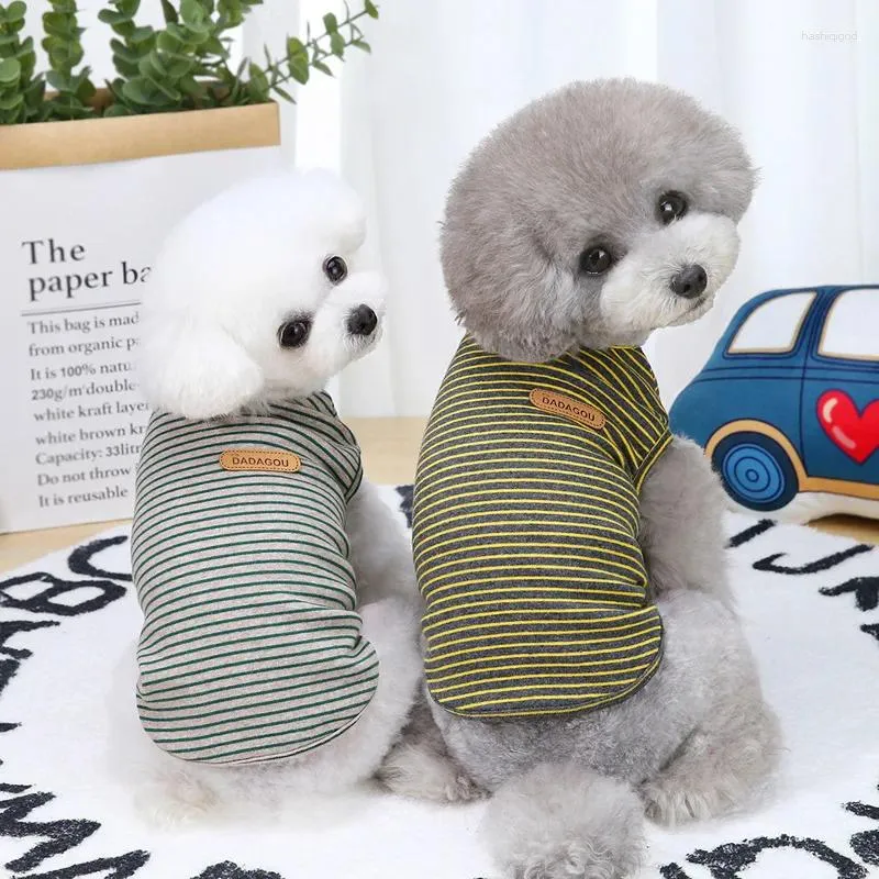 Vêtements pour chiens Gilet à rayures Vêtements pour animaux de compagnie Coton Printemps Été Chat T-shirt Vêtements pour chiens respirants pour petit manteau de base Chihuahua