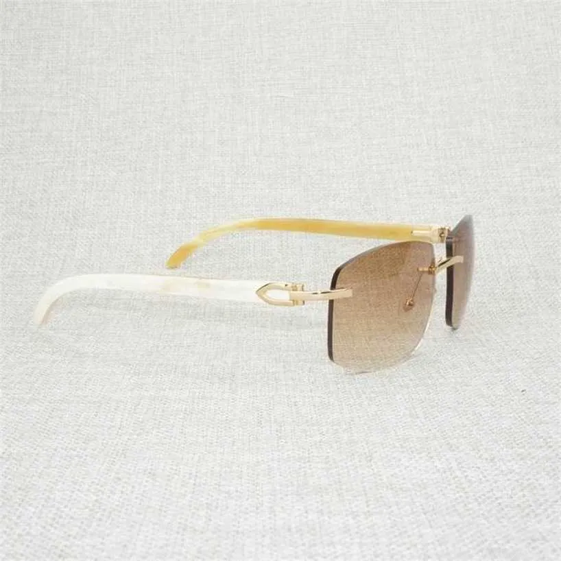 Luxus und modische hochwertige Sonnenbrille Retro Holz Oversize Herren Natur Schwarz Weiß Büffelhorn Randlos Brillengestell Für Outdoor Sommer Oculos Gafas