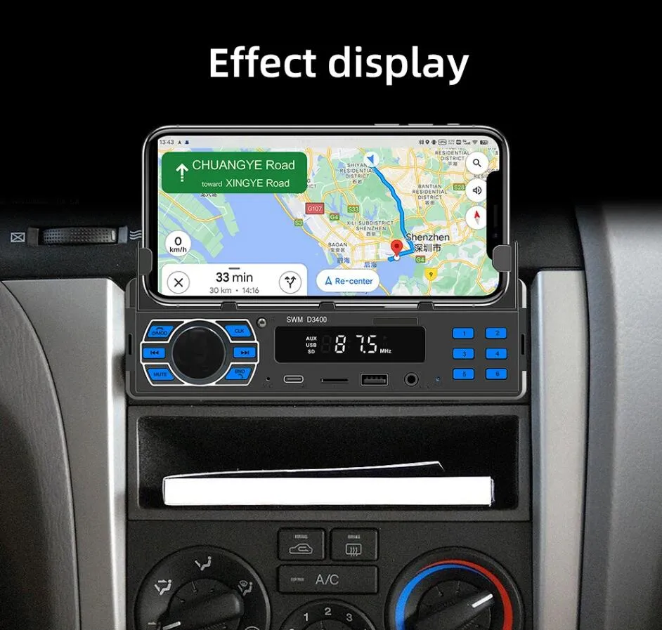 Rádio do carro estéreo fm aux entrada receptor usb com bt áudio carro mp3 player carro multimídia player swm d3400