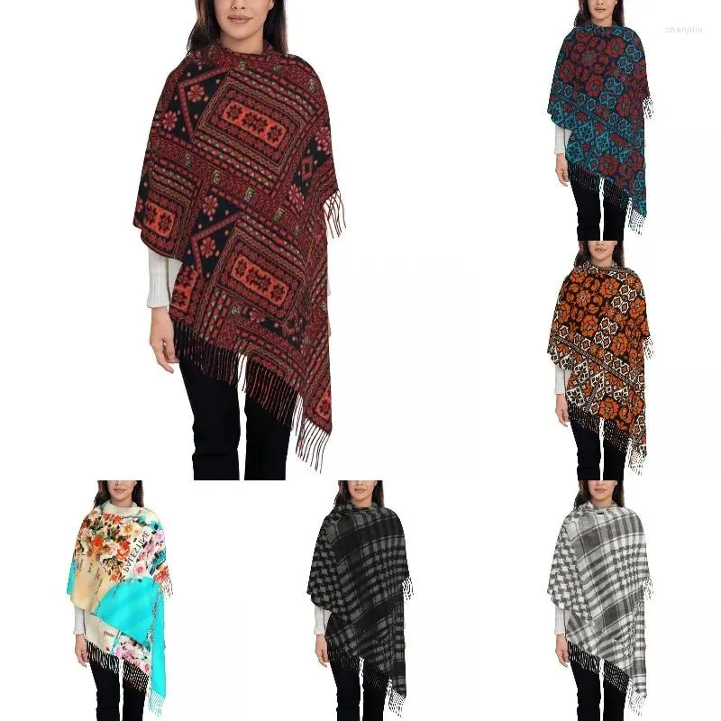 Sjaals op maat bedrukte drie bloemen Palestijnse borduursjaal dames heren winter warm Palestina Tatreez volkskunst sjaal wrap