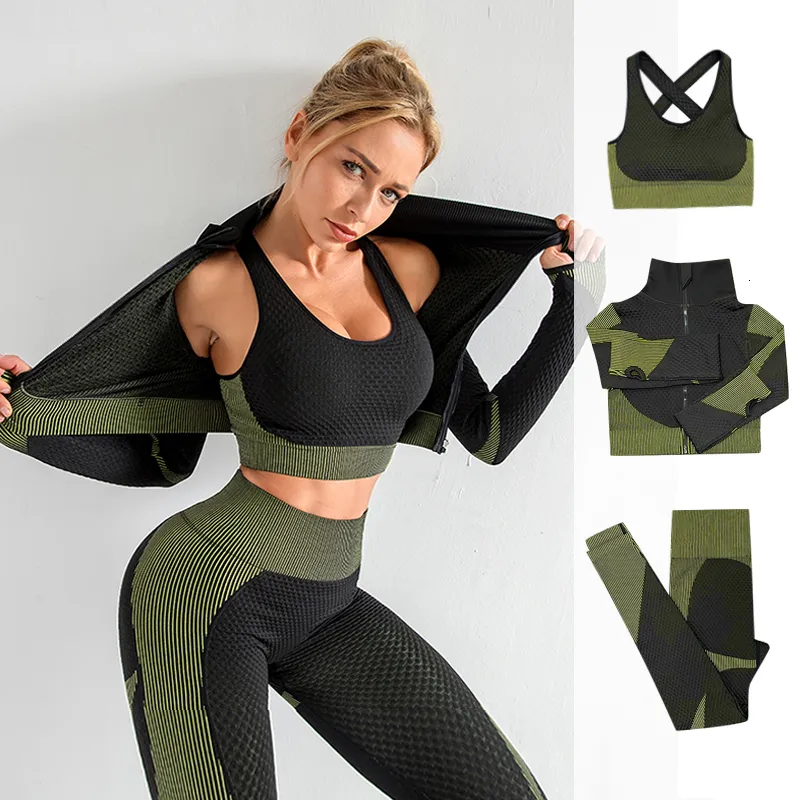 Yoga Outfits Womens tracksuit Seamless Women Set Workout Sportswear Gym Clothing Fitness Long Sleeve High Waist Leggings Sports Suits 230406