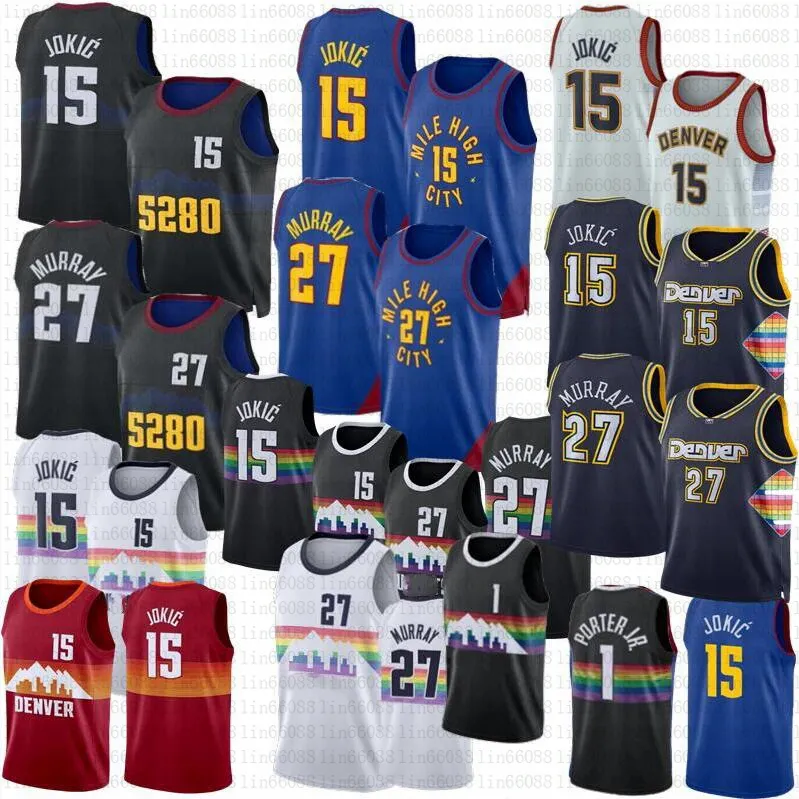 Nikola 15 Basketball Jokic Jersey Jamal Murray Denvers Michael Porter Jr. Jerseys 2024