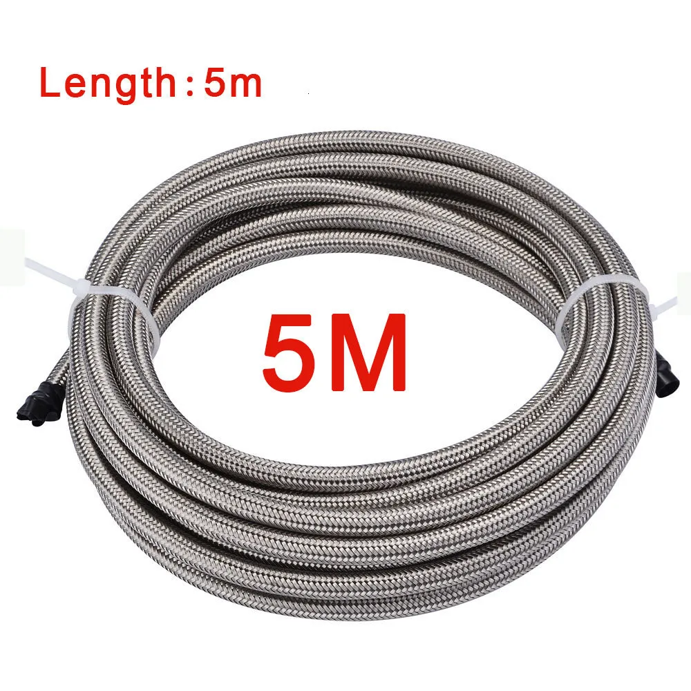 Hoses Racing Length 5M AN3 AN4 AN6 AN8 AN10 304 Stainless Steel Braided PTFE Brake Fuel Oil Line Cooler Pipe 230406