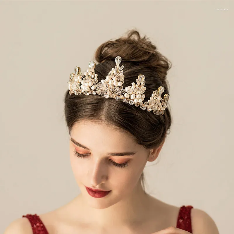 Haarspangen MYFEIVO Luxus Braut Tiara Süßwasser Perle Zirkon Braut Krone Haarband Hochzeit Kopfschmuck Zubehör HQ1375