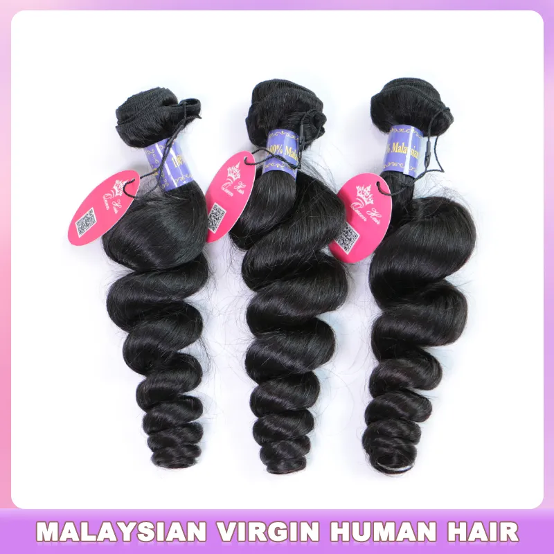 I pacchetti di onde sciolte malesi di alta qualità si occupano al 100% di estensione dei capelli umani naturale color violi virgin weave Queen Hair Official Store ufficiale