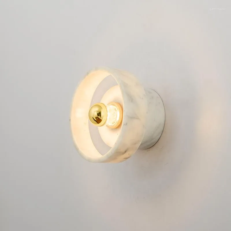Vägglampor marmor lampa lyxig verklig e27 sängkula god kvalitet glödlampa ingår El -belysning inomhus