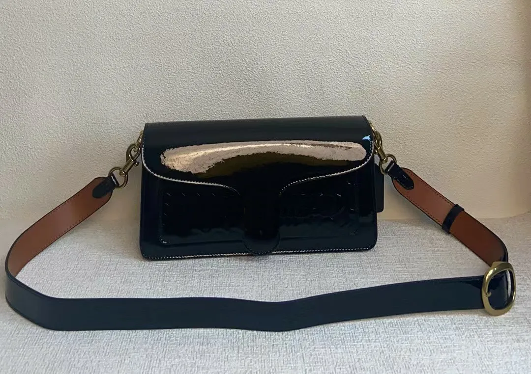 ZJL-986 Sequined Glue Shoulder Bag Patent Leather Ladies Handbag(Black)
