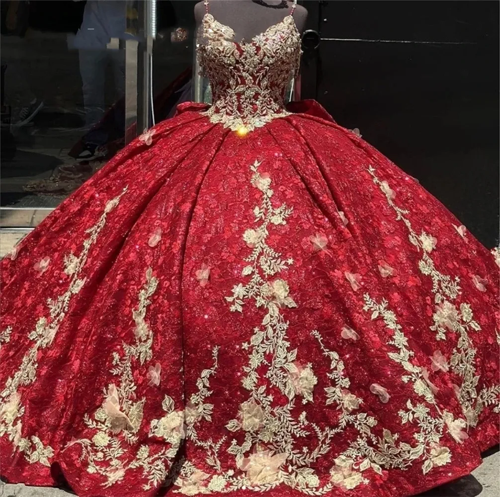 المكسيك الحمراء الحبيب الكرة فساتين Quinceanera للفتيات المزيج ثبات حفلة عيد ميلاد الحلو 15 16 رداء دي بال