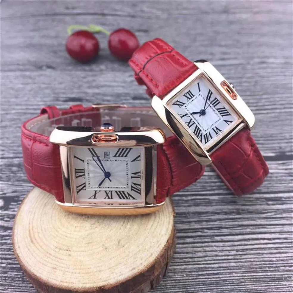 Homens e mulheres de alta qualidade relógios movimento de quartzo relógio rosa ouro prata caso pulseira de couro mulheres vestido relógio amante designer pulso261O