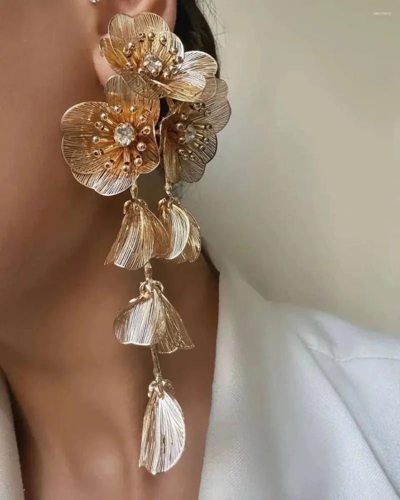 Dangle Earrings Lifefontier Exaggeration Multilayer Flower Big Drop For Women Design Crystal Floral Wedding Earring Jewelry Gifts