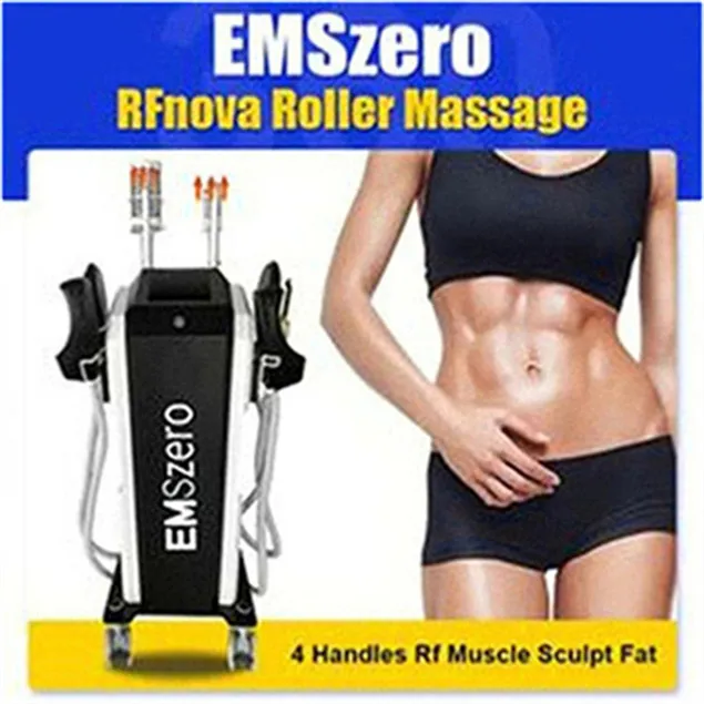 Emszero lårmassage snabb 7-i-1 fett reducer 14 Tesla 6500W EMS Snabboperation Träningsavslappning Muskelmaskin Roller CE-certifikat 4 Handtag