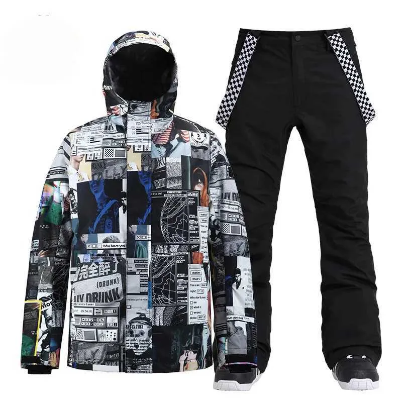 Other Sporting Goods -30 Brand Men's Snow Suit Wear Outdoor Sports Skiing Costumes Waterproof Snowboard Clothing Sets Jacket + Strap Pant for Male HKD231106