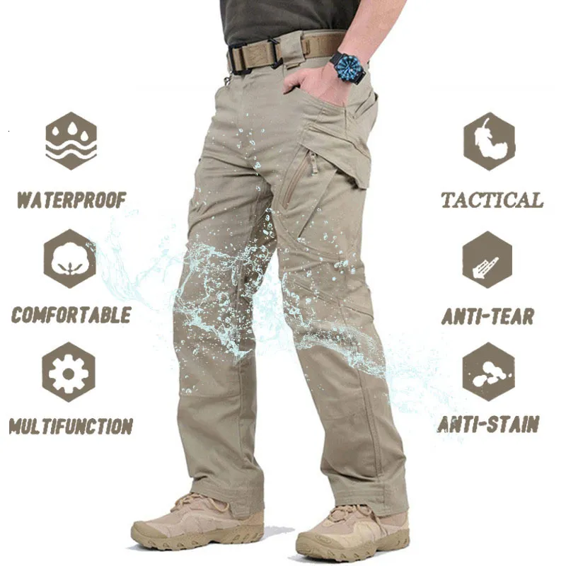 Herrbyxor ix9 City Waterproof Tactical Pants Men Swat Combat Army Pants Casual Men Handing Pants Outdoor Byxor Last Militära byxor 230406