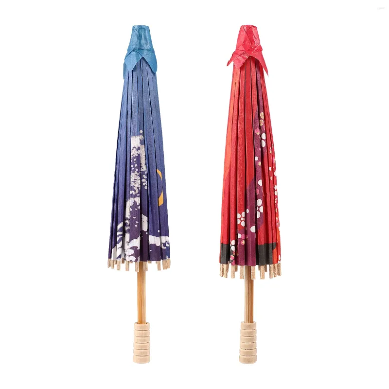 Paraplyer 2st kinesisk stil papper klassisk oljad paraplypografi rekvisita festival dekor stunner