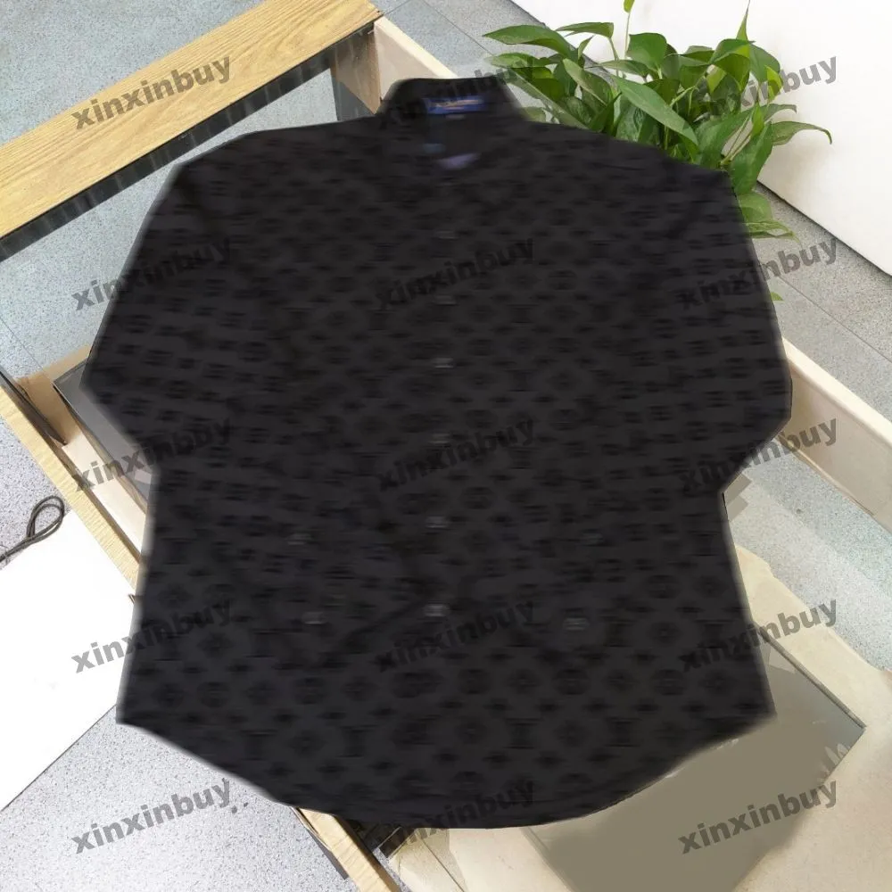 Xinxinbuy Men designer tee t shirt blomma bokstav tryck smidig tyg långärmad kvinnor svart vit röd m-3xl