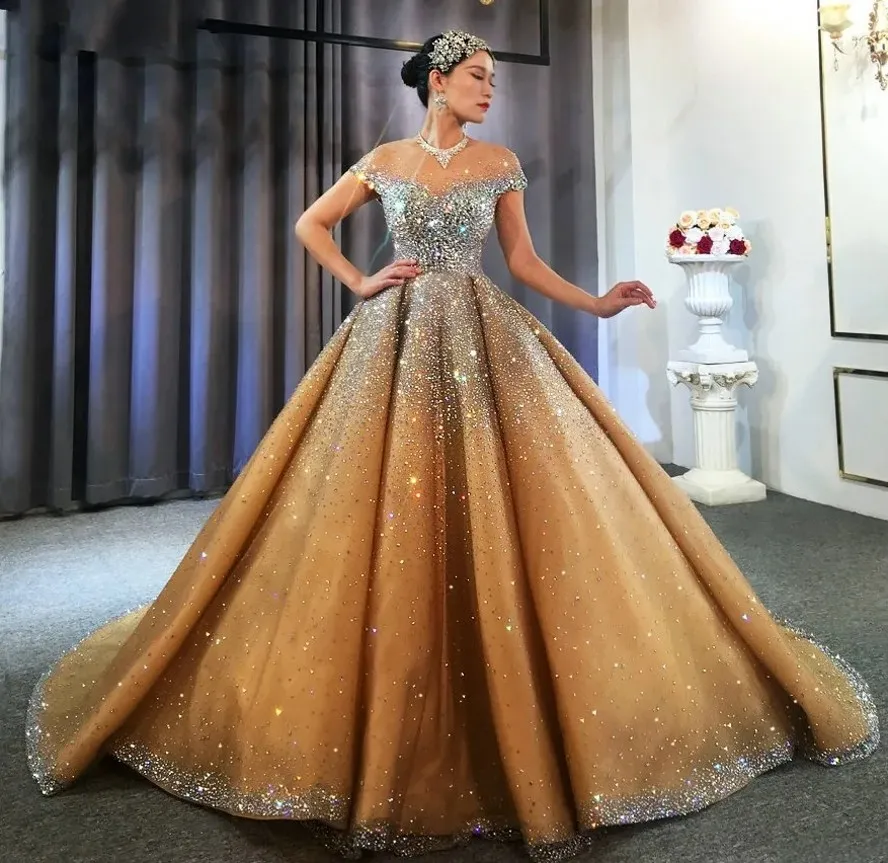 Champagne gold dresses wedding hotsell