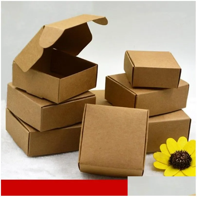 Smycken lådor 100 st kraft papper godislåda liten kartong förpackning hantverk gåva handgjorda tvål drop leverans display dhvnl
